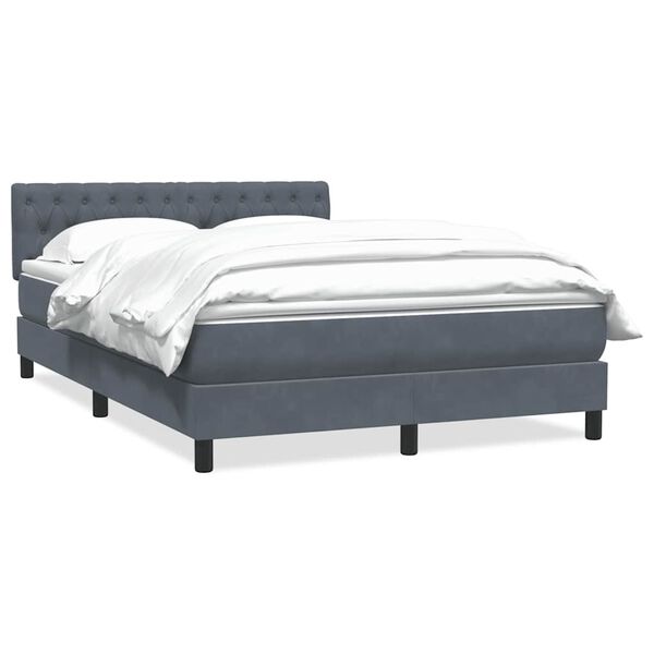 vidaXL Sommier &agrave; lattes de lit et matelas gris fonc&eacute; 140x220cm velours