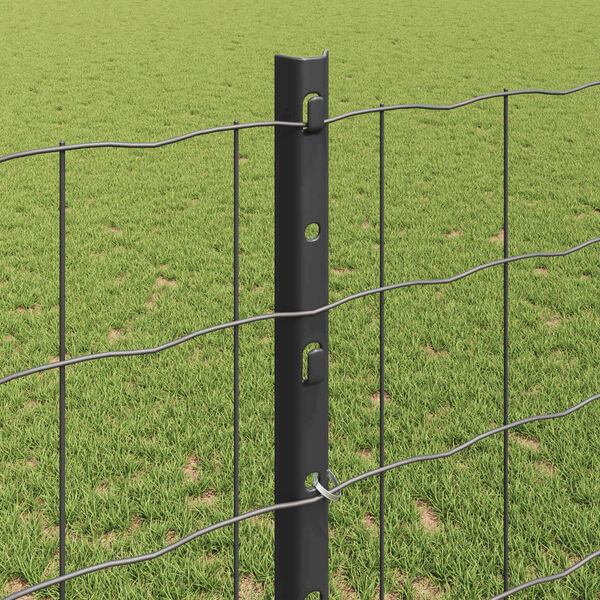 vidaXL Cl&ocirc;ture avec poteau Gris 1,2 x 25 m Acier