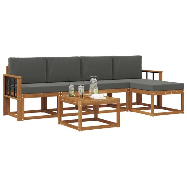 vidaXL Ensemble de canap&eacute;s d'ext&eacute;rieur 6 pcs Naturel et Anthracite