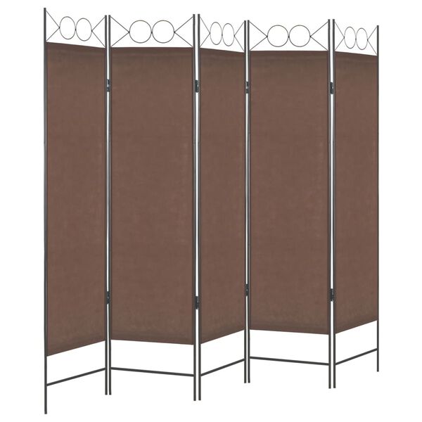 vidaXL Cloison de s&eacute;paration 5 panneaux Marron 200 x 180 cm