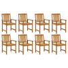 vidaXL Chaises de jardin avec coussins lot de 8 Bois d'acacia solide