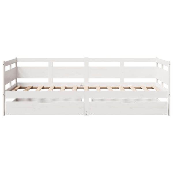 vidaXL Lit de jour et tiroirs sans matelas blanc 90x190 cm bois massif