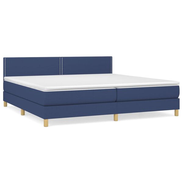 vidaXL Sommier &agrave; lattes de lit avec matelas Bleu 200x200 cm Tissu