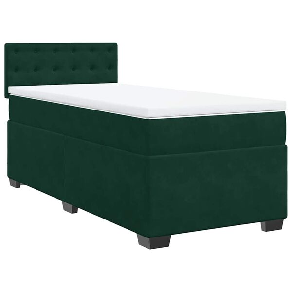 vidaXL Sommier &agrave; lattes de lit avec matelas Vert fonc&eacute; 90x200 cm