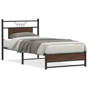 vidaXL Cadre de lit sans matelas ch&ecirc;ne marron 75x190cm bois ing&eacute;nierie