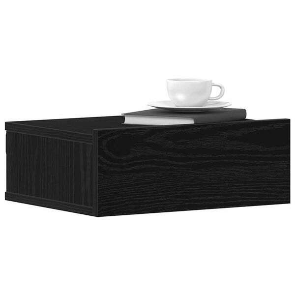 vidaXL Tables de chevet flottantes lot de 2 ch&ecirc;ne noir 40 x 32 x 15 cm bois d'ing&eacute;nierie