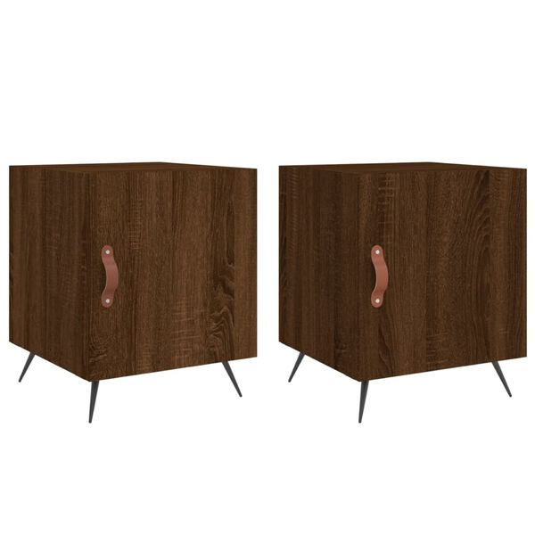 vidaXL Tables de chevet 2pcs ch&ecirc;ne marron 40x40x50cm bois d'ing&eacute;nierie