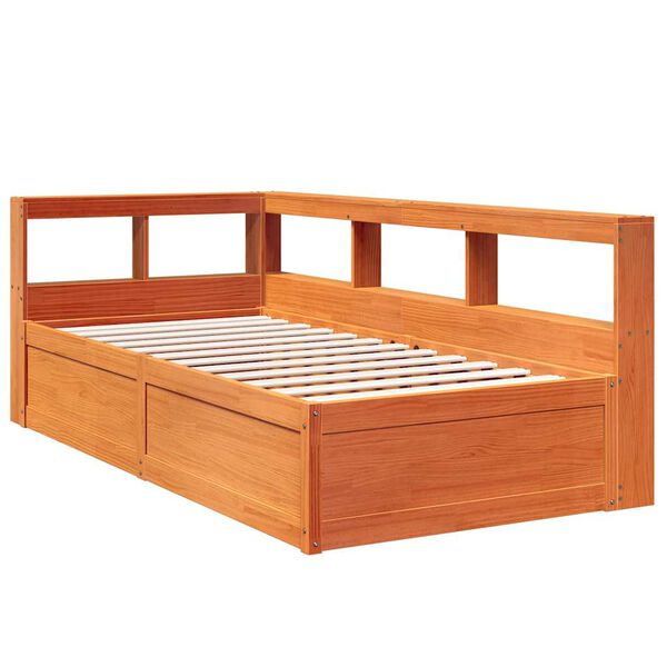 vidaXL Lit biblioth&egrave;que sans matelas cire marron 100x200 cm pin massif