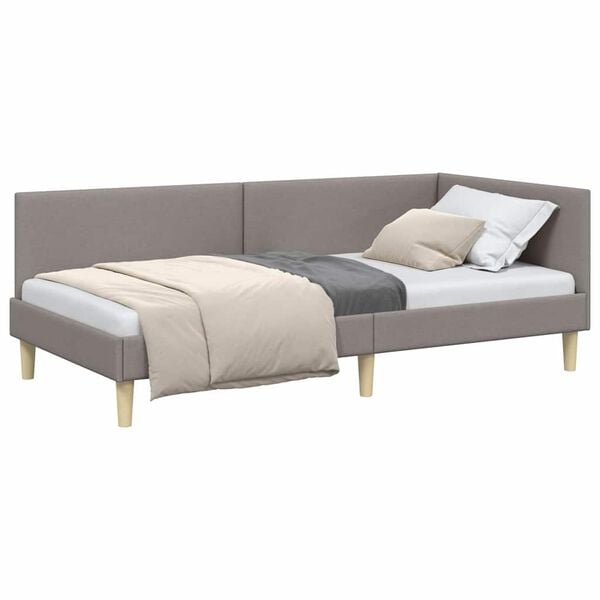 vidaXL Cadre de lit d'angle Taupe 90 cm x 200 cm Velours