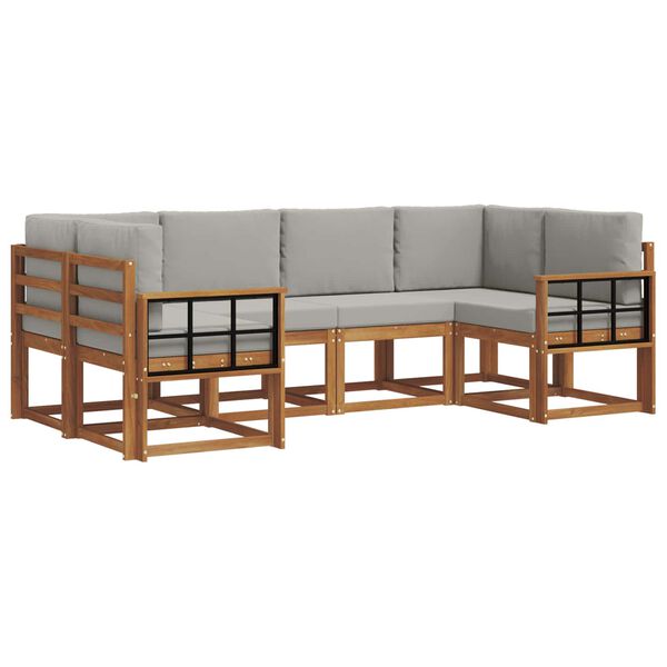 vidaXL Ensemble de canap&eacute;s d'ext&eacute;rieur 6 pcs Gris Naturel et Clair