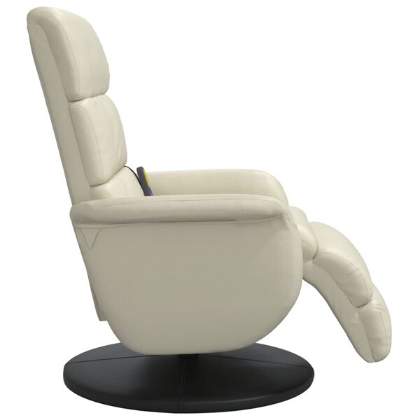 vidaXL Fauteuil inclinable de massage et repose-pieds cr&egrave;me similicuir