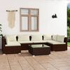 vidaXL Salon de jardin 7 pcs avec coussins R&eacute;sine tress&eacute;e Marron