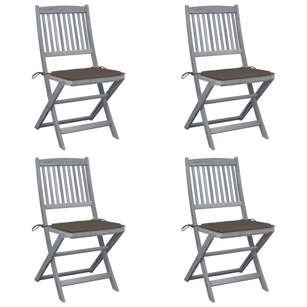 vidaXL Chaises pliables d'ext&eacute;rieur lot de 4 et coussins Bois d'acacia