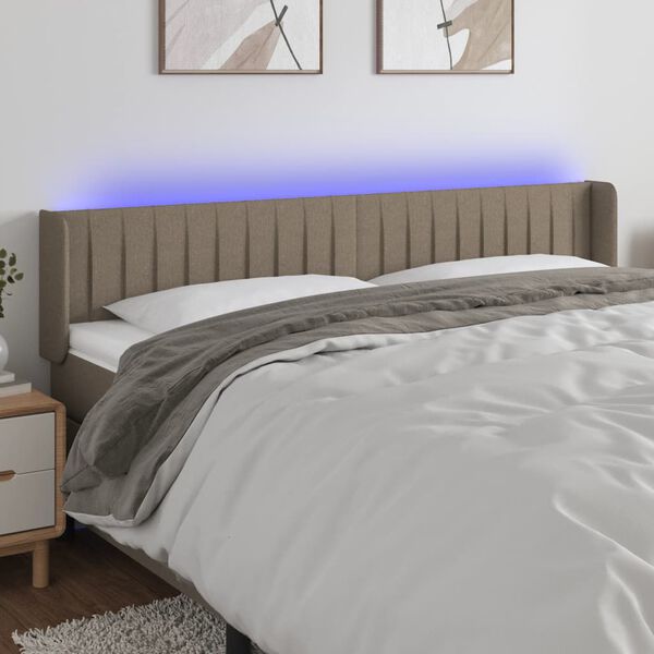 vidaXL T&ecirc;te de lit &agrave; LED Taupe 183x16x78/88 cm Tissu