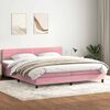 vidaXL Sommier &agrave; lattes de lit avec matelas et LED rose 180x210 cm velours