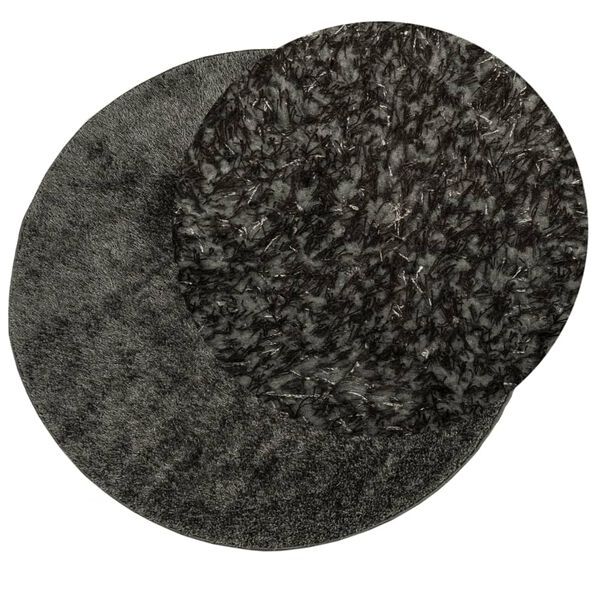 vidaXL Tapis ISTAN à poils longs aspect brillant anthracite Ø 120 cm