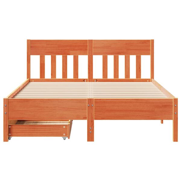 vidaXL Cadre de lit sans matelas cire marron 120x200cm bois pin massif