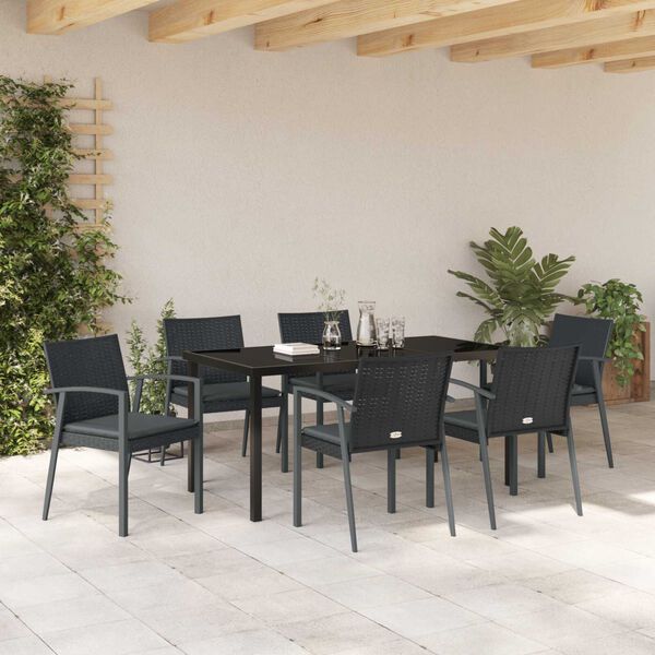 vidaXL Ensemble de salle &agrave; manger pour jardin 7 pcs Noir et gris