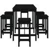 vidaXL Ensemble de bar de jardin 7 pcs noir bois de pin massif