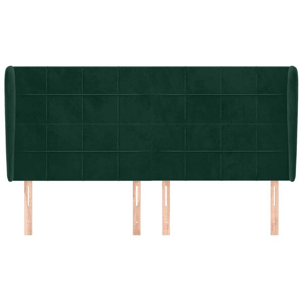 vidaXL T&ecirc;te de lit avec oreilles Vert fonc&eacute; 163x23x118/128 cm Velours