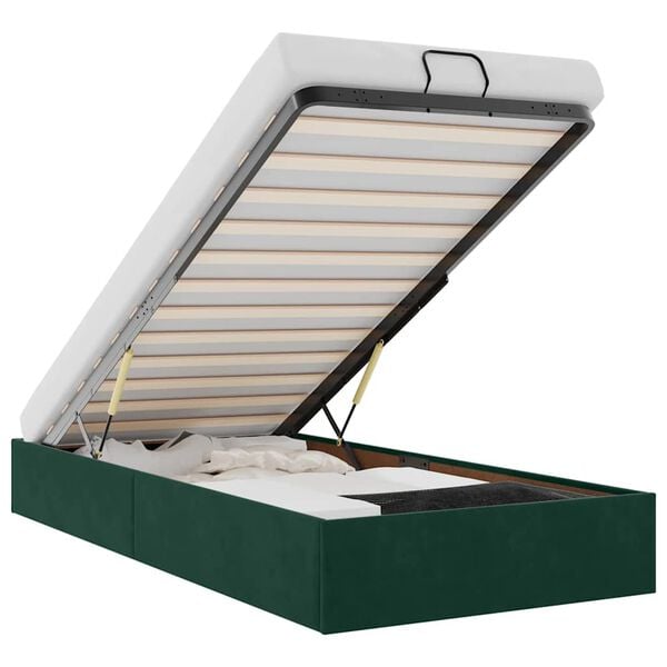 vidaXL Cadre de lit ottoman sans matelas vert fonc&eacute; 90x200 cm velours