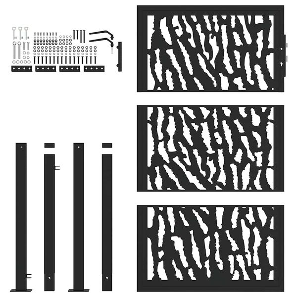 vidaXL Portail de jardin noir 100x150 cm en acier avec motif de traces