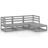 vidaXL Salon de jardin 4 pcs Gris Bois de pin massif