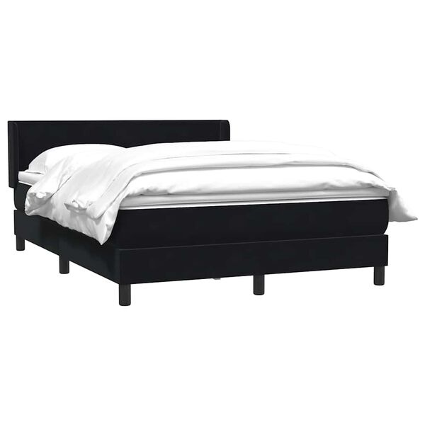 vidaXL Sommier &agrave; lattes de lit avec matelas noir 160x210 cm velours