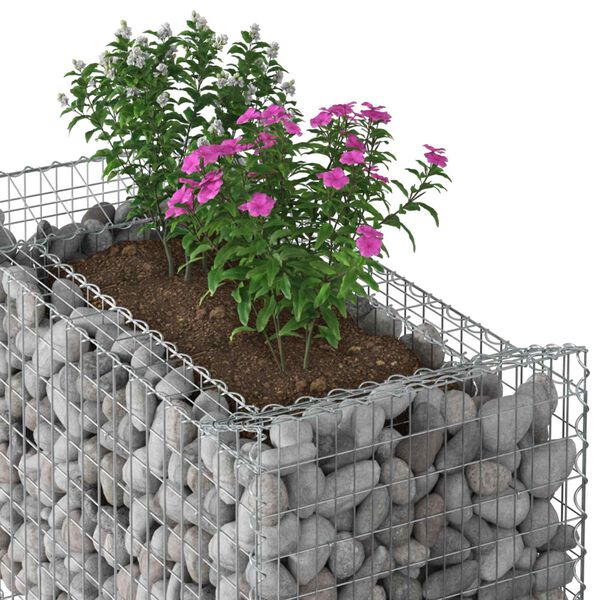 vidaXL Lit sur&eacute;lev&eacute; gabion Argent&eacute; 50 x 100 x 60 cm Acier galvanis&eacute;