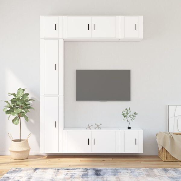 vidaXL Ensemble de meubles TV 7 pcs Blanc Bois d'ingénierie