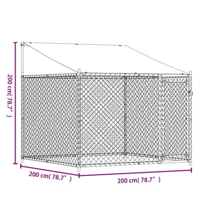 vidaXL Cage pour chien avec toit et porte gris 2x2x2 m acier galvanisé