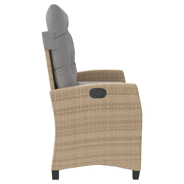 vidaXL Banc inclinable de jardin avec coussins beige r&eacute;sine tress&eacute;e
