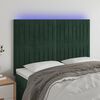 vidaXL T&ecirc;te de lit &agrave; LED Vert fonc&eacute; 144x5x118/128 cm Velours