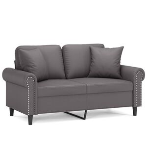 vidaXL Canap&eacute; 2 places avec oreillers gris 120 cm similicuir