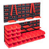 vidaXL Kit de bacs de stockage et panneaux muraux 103pcs rouge et noir
