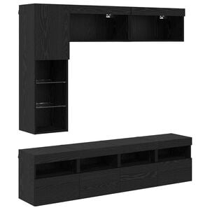 vidaXL Meuble TV 7 pc Ch&ecirc;ne noir Bois d'ing&eacute;nierie