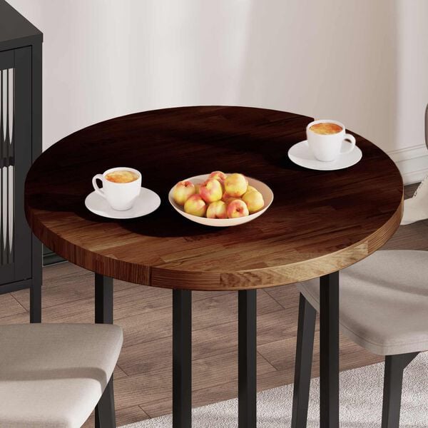 vidaXL Plateau de table Marron clair Ø 80 x 4 cm Chêne massif