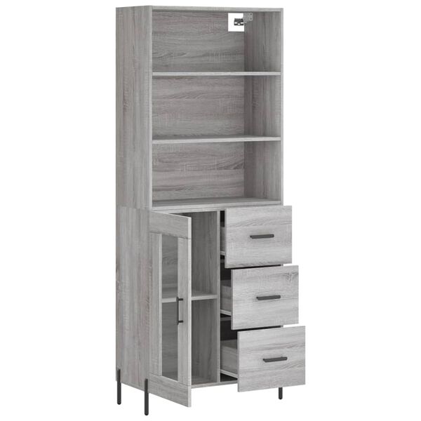 vidaXL Buffet haut Sonoma gris 69,5x34x180 cm Bois d'ingénierie