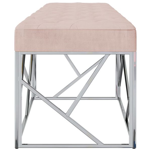 vidaXL Banc 97 cm Rose Tissu de velours et acier inoxydable