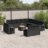 vidaXL Salon de jardin avec coussins 14 pcs noir r&eacute;sine tress&eacute;e