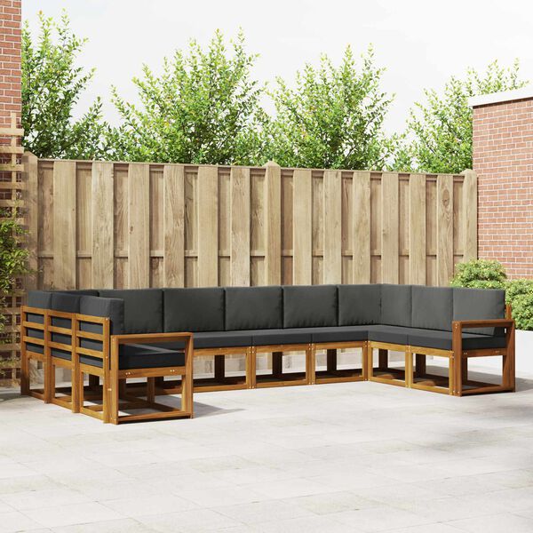 vidaXL Ensemble de canap&eacute;s d'ext&eacute;rieur 10 pcs Naturel et Anthracite