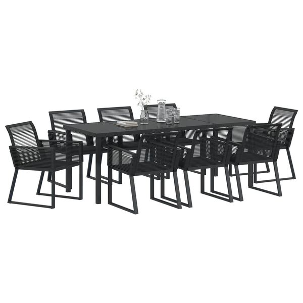 vidaXL Ensemble de salle &agrave; manger pour jardin 9 pcs Noir