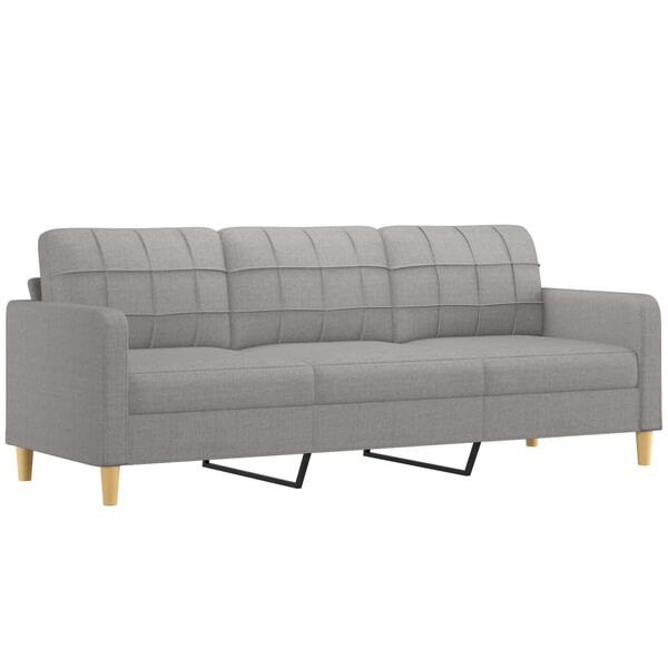 vidaXL Canap&eacute; &agrave; 3 places avec repose-pieds Gris clair 210 cm Tissu