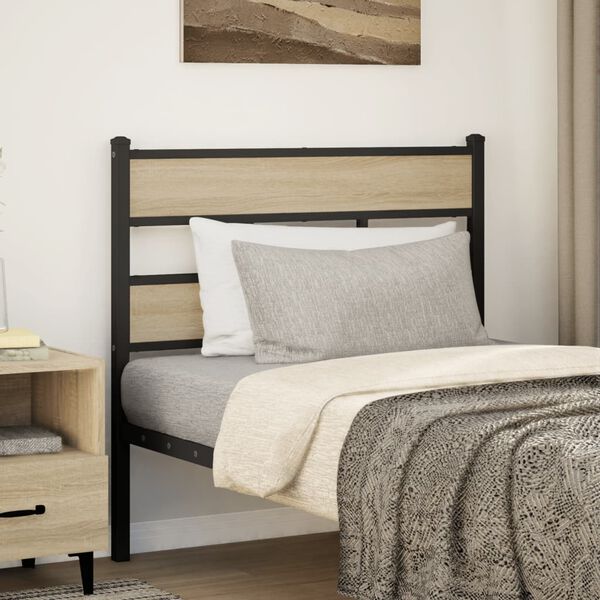 vidaXL Tête de lit chêne sonoma 100 cm fer et bois d’ingénierie