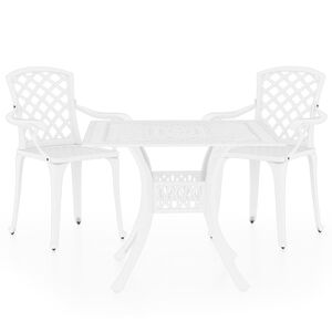 vidaXL Ensemble de bistro 3 pcs Aluminium coul&eacute; Blanc