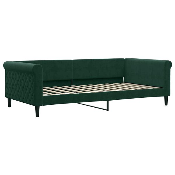 vidaXL Lit de repos sans matelas vert fonc&eacute; 100x200 cm velours
