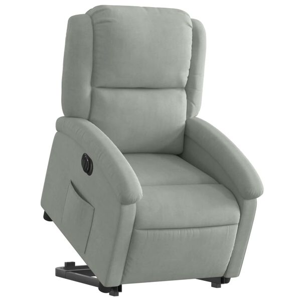 vidaXL Fauteuil inclinable &eacute;lectrique gris clair velours