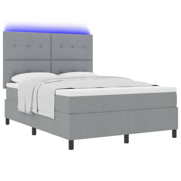 vidaXL Lit &agrave; ressorts avec matelas Gris clair 140 x 200 cm tissu