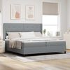 vidaXL Lit &agrave; ressorts avec matelas Gris clair 200 x 200 cm tissu