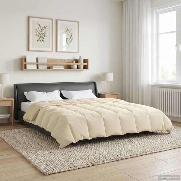 vidaXL Duvet d'hiver Matelass&eacute; Cr&egrave;me 200 x 220 cm Microfibre